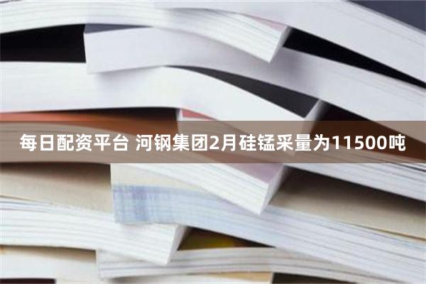 每日配资平台 河钢集团2月硅锰采量为11500吨