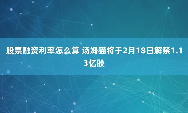 股票融资利率怎么算 汤姆猫将于2月18日解禁1.13亿股