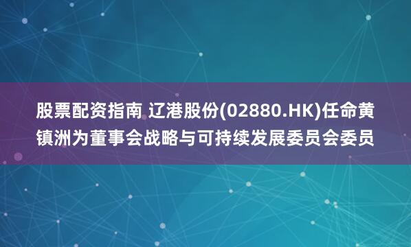 股票配资指南 辽港股份(02880.HK)任命黄镇洲为董事会战略与可持续发展委员会委员