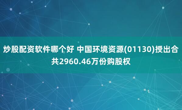 炒股配资软件哪个好 中国环境资源(01130)授出合共2960.46万份购股权