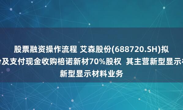 股票融资操作流程 艾森股份(688720.SH)拟增发股份及支付现金收购棓诺新材70%股权  其主营新型显示材料业务